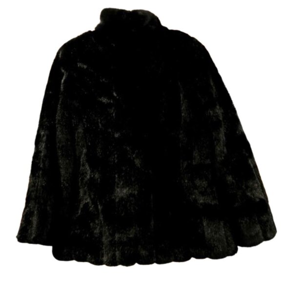 DONNA SALYERS FABULOUS FURS~Black Mink FAUX FUR HIP LENGTH COAT SZ MED LIKE NEW - Picture 2 of 8